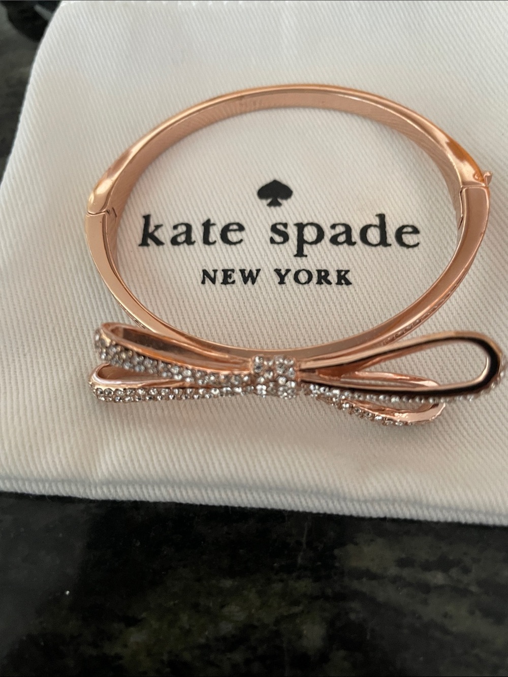 kate spade Rose Gold Bow Crystal Bangle Bracelet - Picture 1 of 5